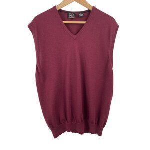 Jos. A. Bank Mens XL Merino Wool Burgundy Sleeveless V-Neck Sweater Vest
